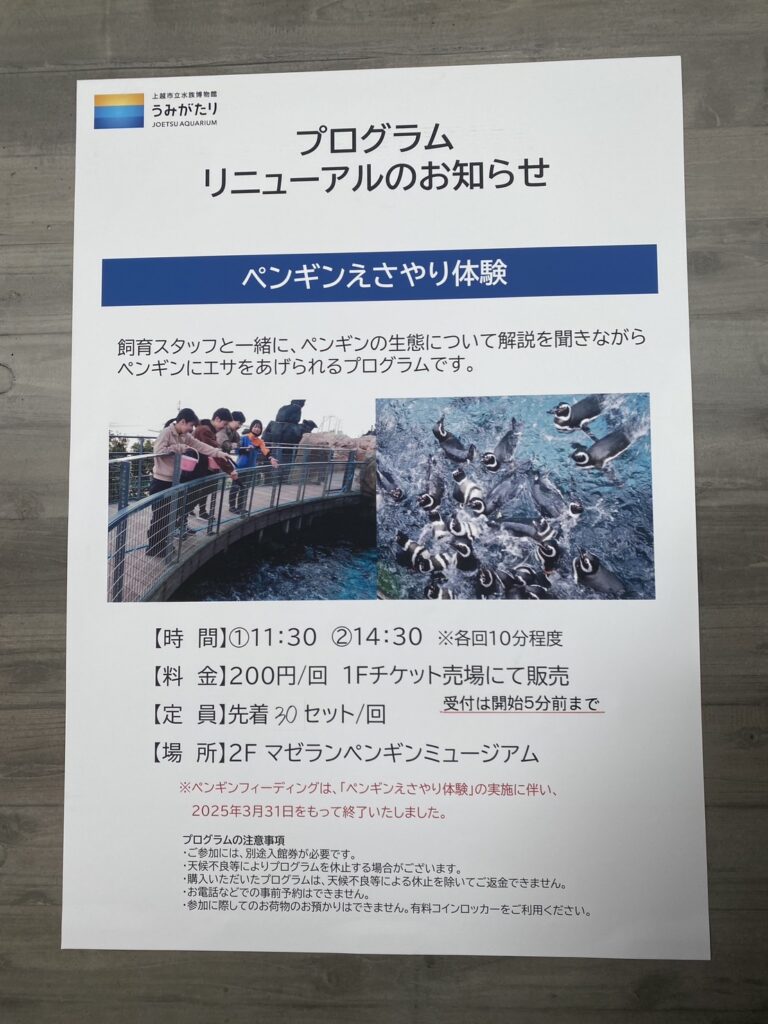 うみがたり ぺんぎんエサやり体験